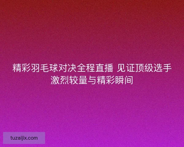 精彩羽毛球对决全程直播 见证顶级选手激烈较量与精彩瞬间