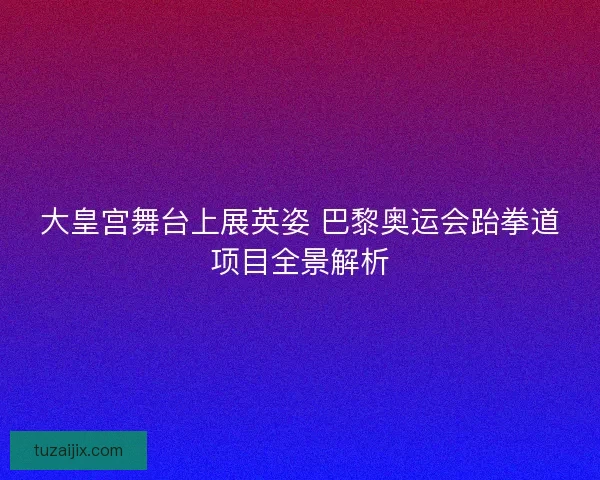 大皇宫舞台上展英姿 巴黎奥运会跆拳道项目全景解析